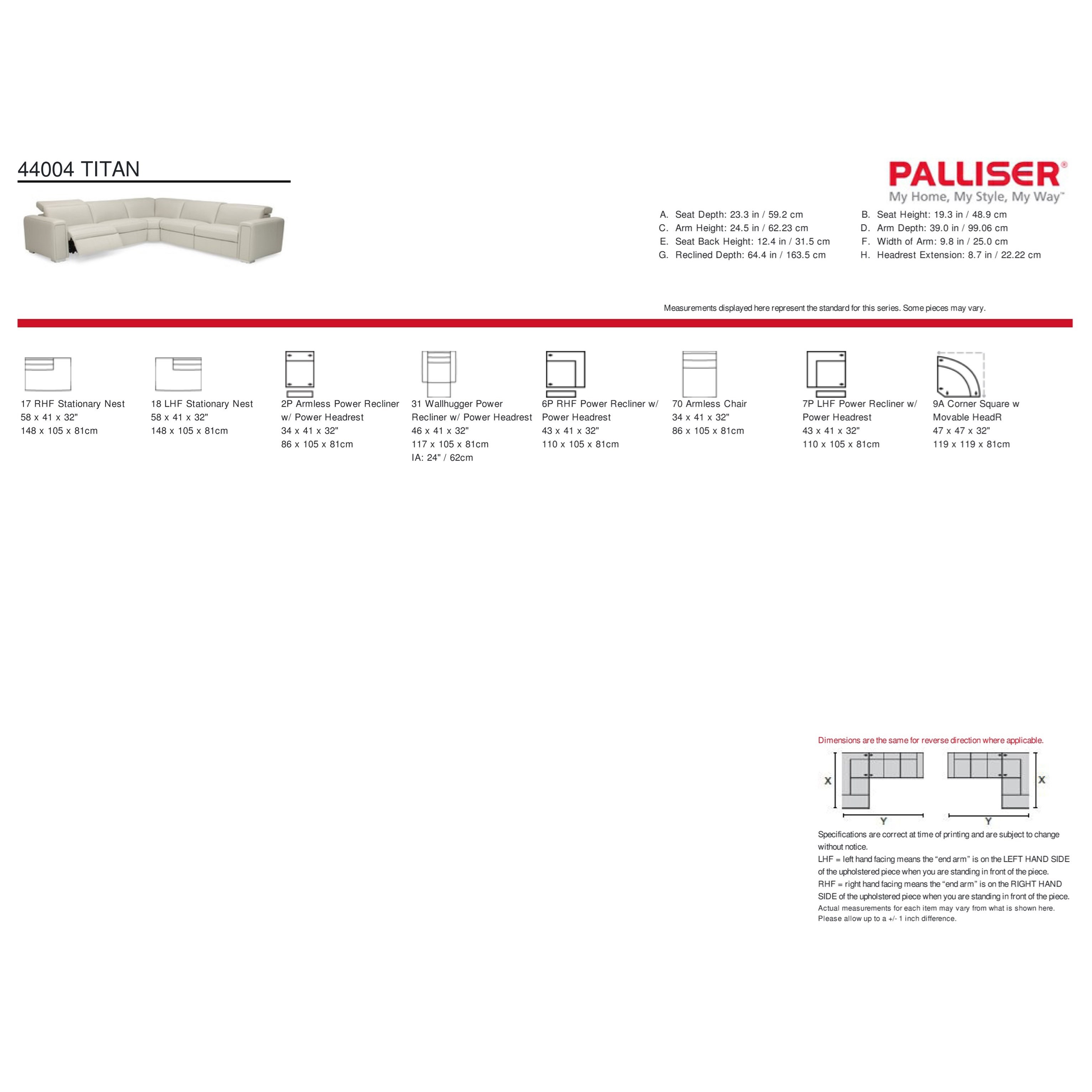 Palliser Titan 3 Seat Sectional Sofa With Contemporary European