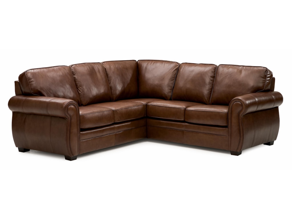 Viceroy Leather Sectional Sofa With Rolled Arms By Palliser At Corner Furniture