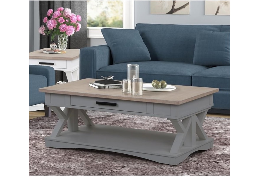 pix Modern Farmhouse Style Coffee Table americana modern cocktail table