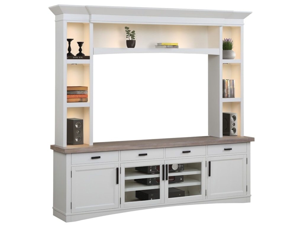 Parker house americana modern ame92 3 cot entertainment wall unit with led lights becks furniture wall unit