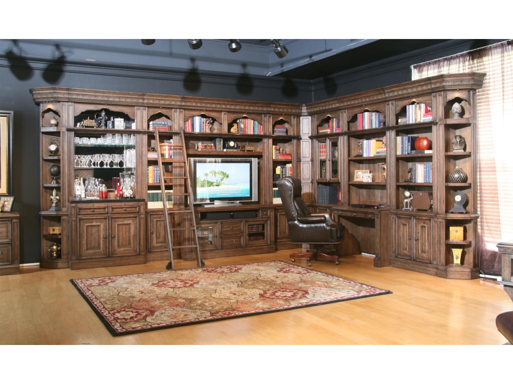 Parker House Aria Library Complete Wall Unit With Mirror Backed Bar Aria Library Complete Wall Unit With Mirror Backed Bar And Built In Desk By Parker House