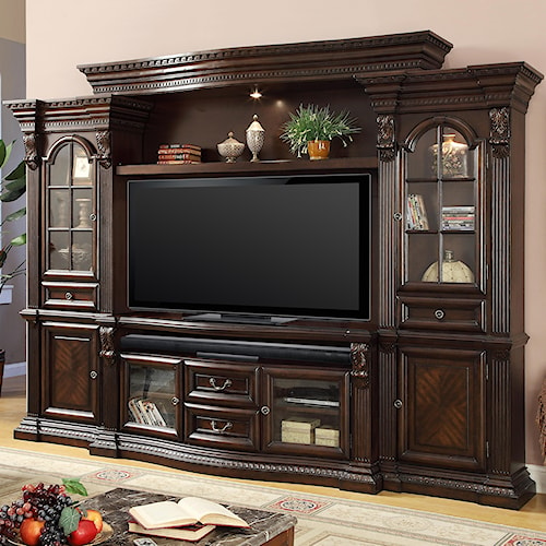 entertainment center with 6 doors and power center - bella