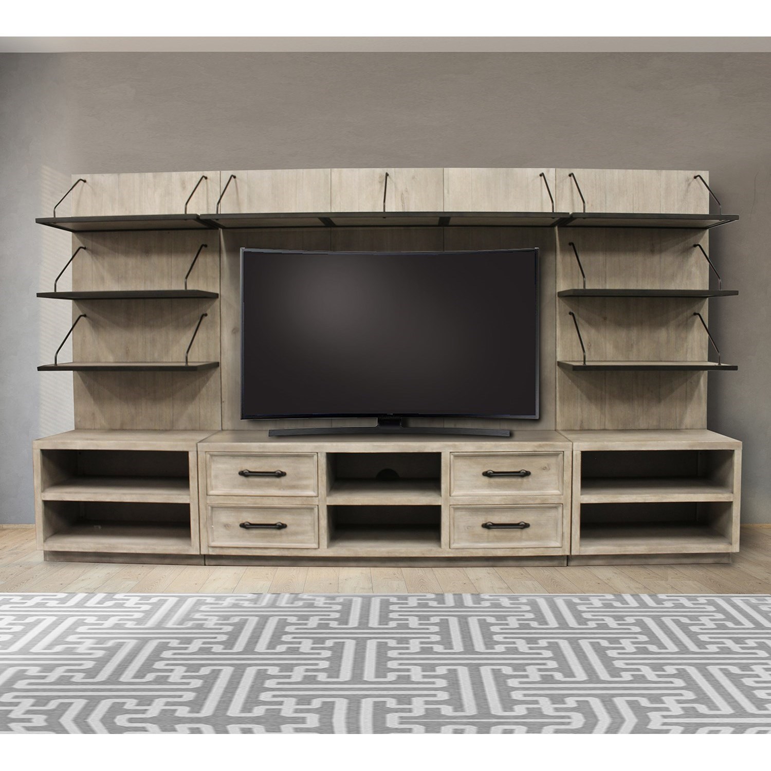 Parker House Billboard Industrial Entertainment Wall Unit With Back Panel Lindy S Furniture Company Wall Unit