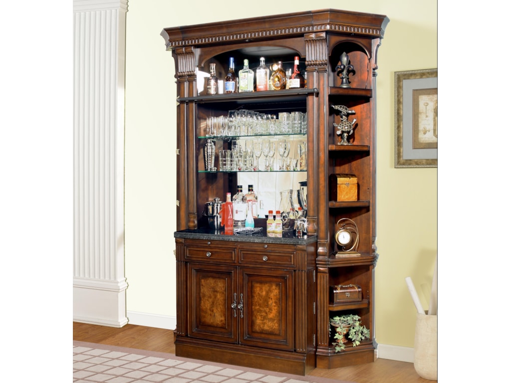 Parker House Corsica Bar Base And Hutch With Corner Shelves Parker House Corsica Bar Base And Hutch With Corner Shelves