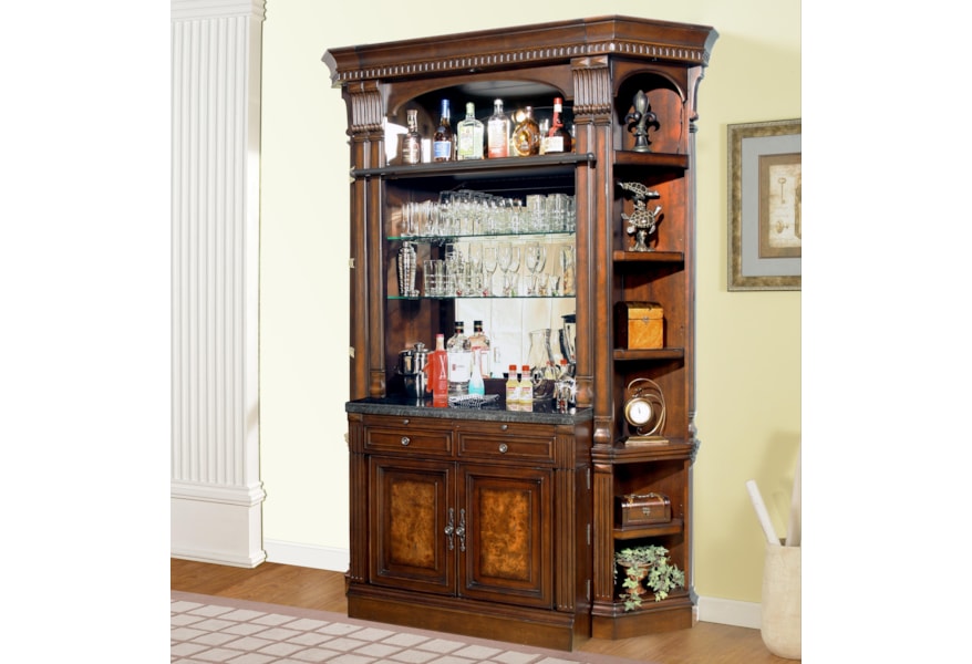 Parker House Corsica Bar Base And Hutch With Corner Shelves