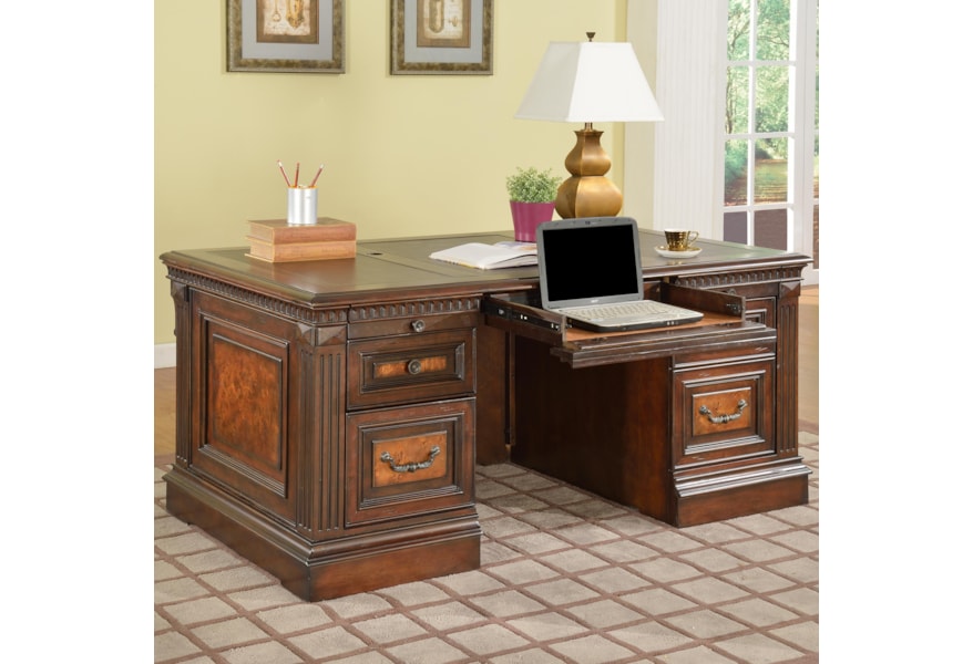 Parker House Corsica Double Pedestal Executive Desk With Tooled