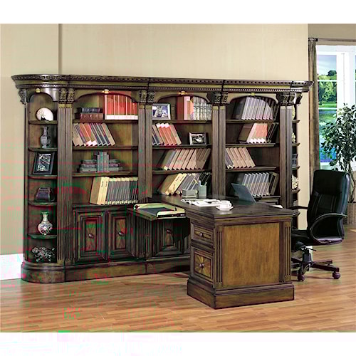 Parker House Huntington Large Bookcase Display Wall With Two Way Parker House Huntington Large Bookcase Display Wall With Two Way Access Peninsula Desk