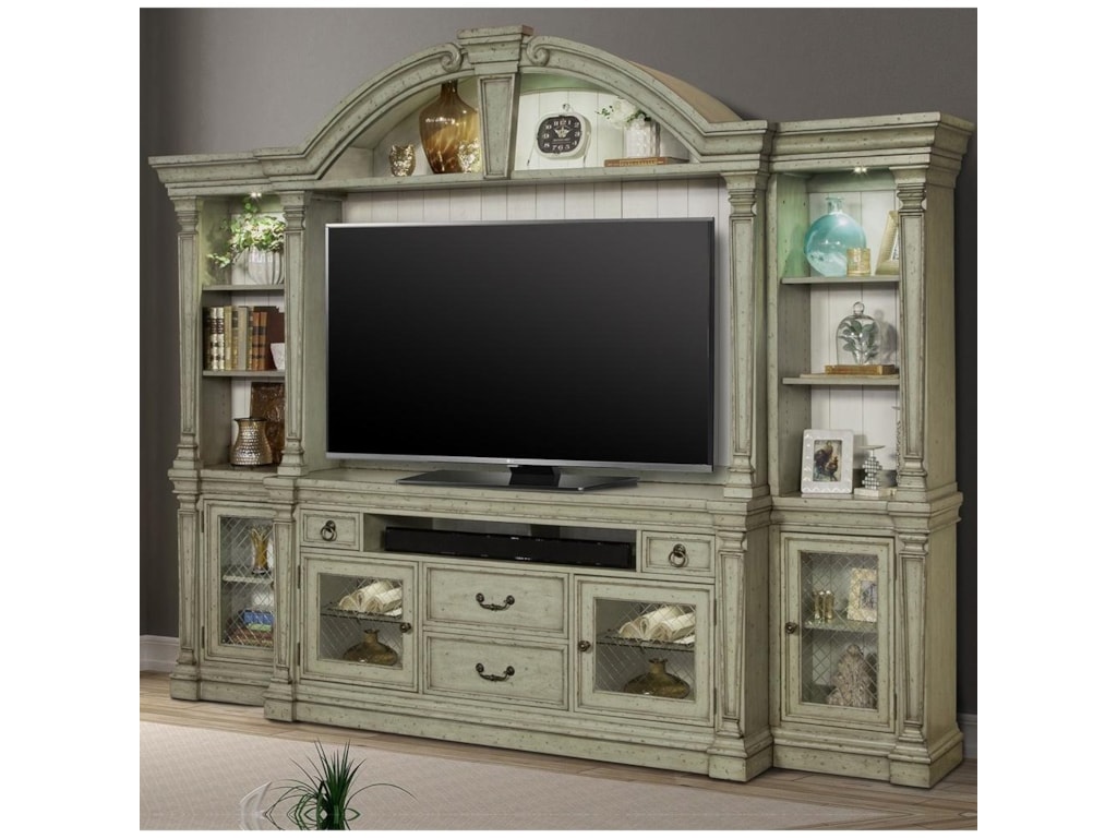 Lafayette Relaxed Vintage 4 Piece Entertainment Wall With Center And Touch Lighting By Parker House At Wayside Furniture Lafayette Relaxed Vintage 4 Piece Entertainment Wall With Center And Touch Lighting By Parker House At Wayside Furniture