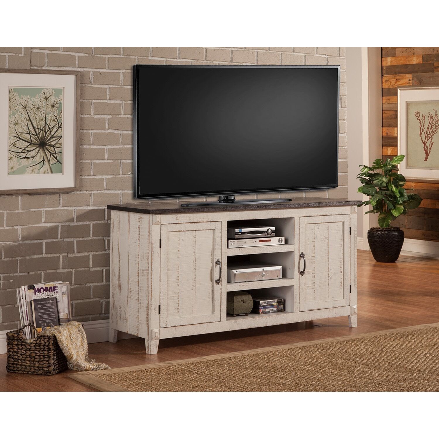Parker House Mesa Rustic 63 Inch Tv Console With Antique Finish Zak S Home Tv Stands