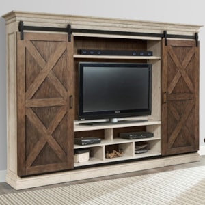 Parker House Savannah Sav 1063 5x Entertainment Wall With Sliding X Barn Doors Baer S Furniture Wall Unit