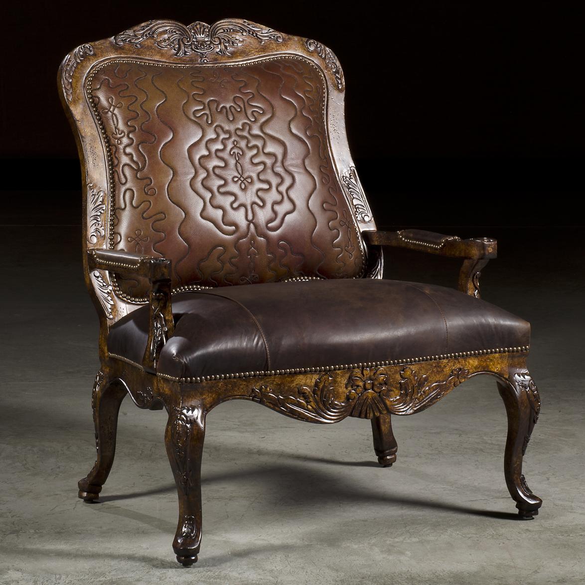 Traditional Styled Accent Chair with Exposed Wood Frame and Elegant Carved Details