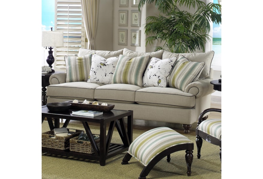 Paula Deen By Craftmaster P711700 P711750bd Traditional Stationary Sofa With Turned Wood Feet Hudson S Furniture Sofas