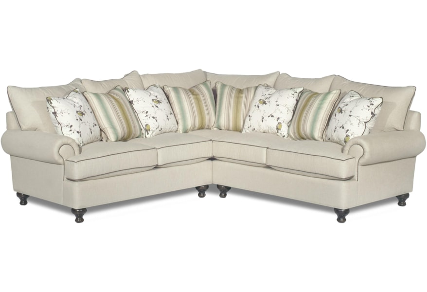 Paula Deen By Craftmaster P711700 2 Piece Sectional Sofa With Rolled Arms And Turned Feet Sprintz Furniture Sectional Sofas