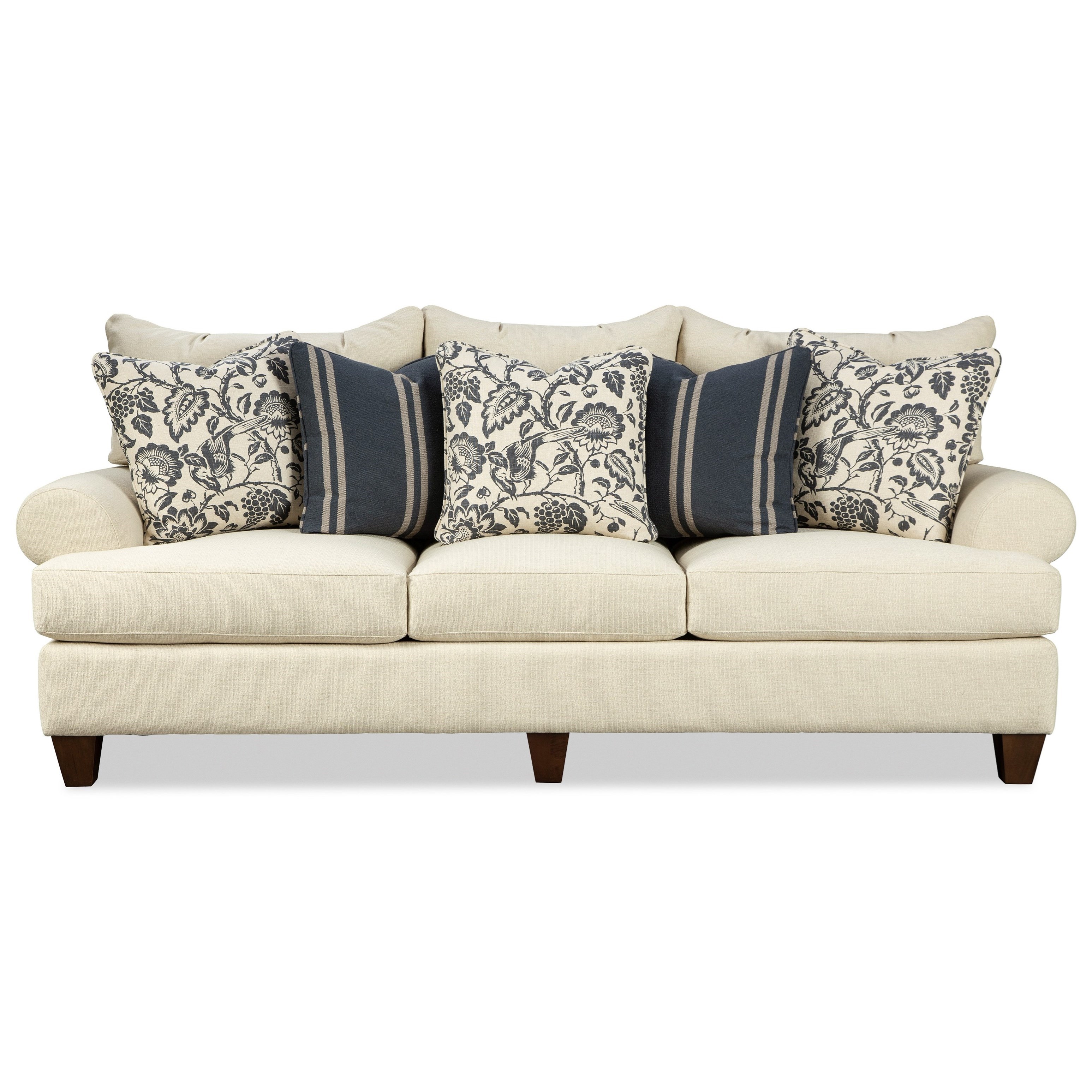 Paula Deen By Craftmaster P781650 Transitional 100 Inch Sofa With Rolled Arms And Toss Pillows Sprintz Furniture Sofas