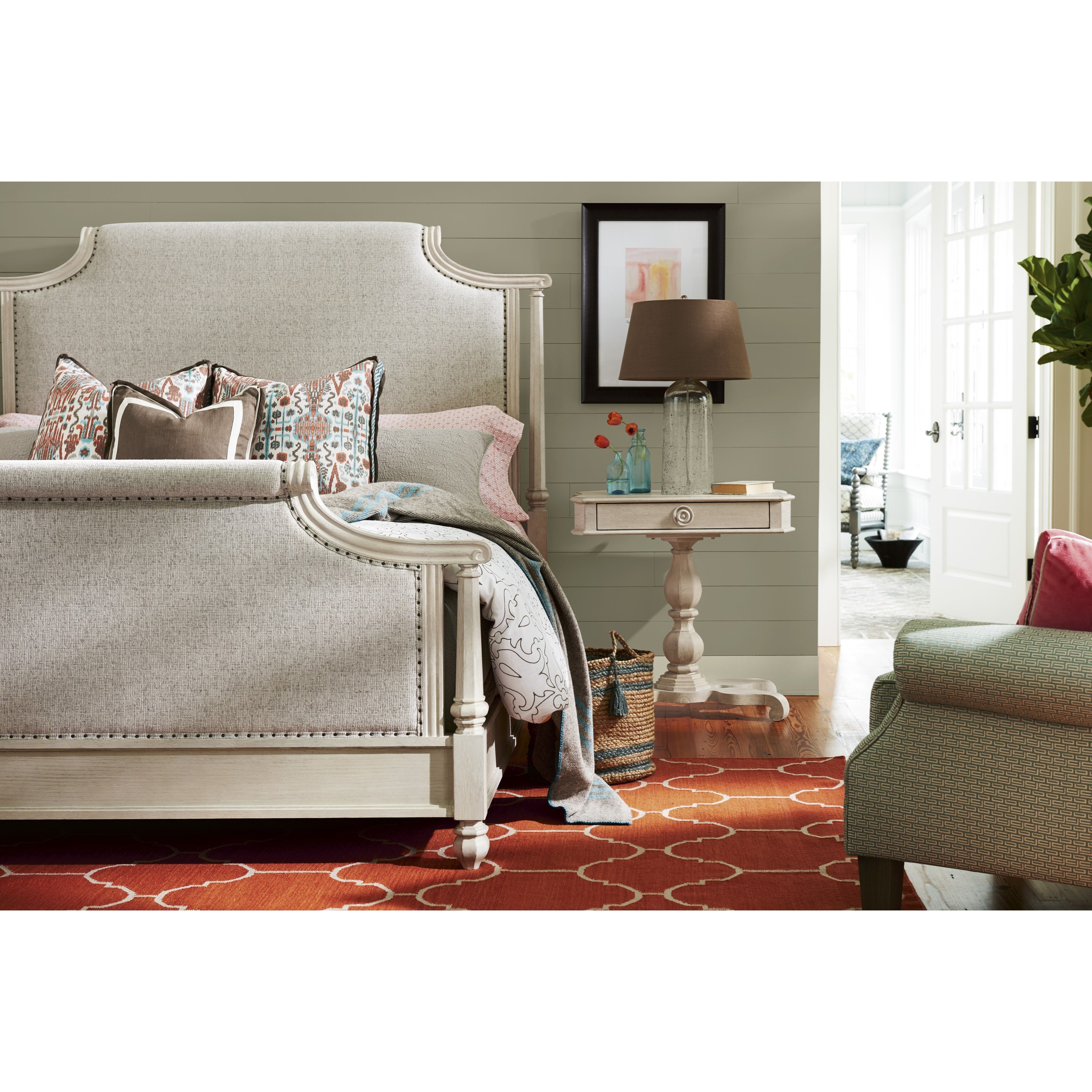 Paula Deen By Universal Cottage Veranda Upholstered King Bed With