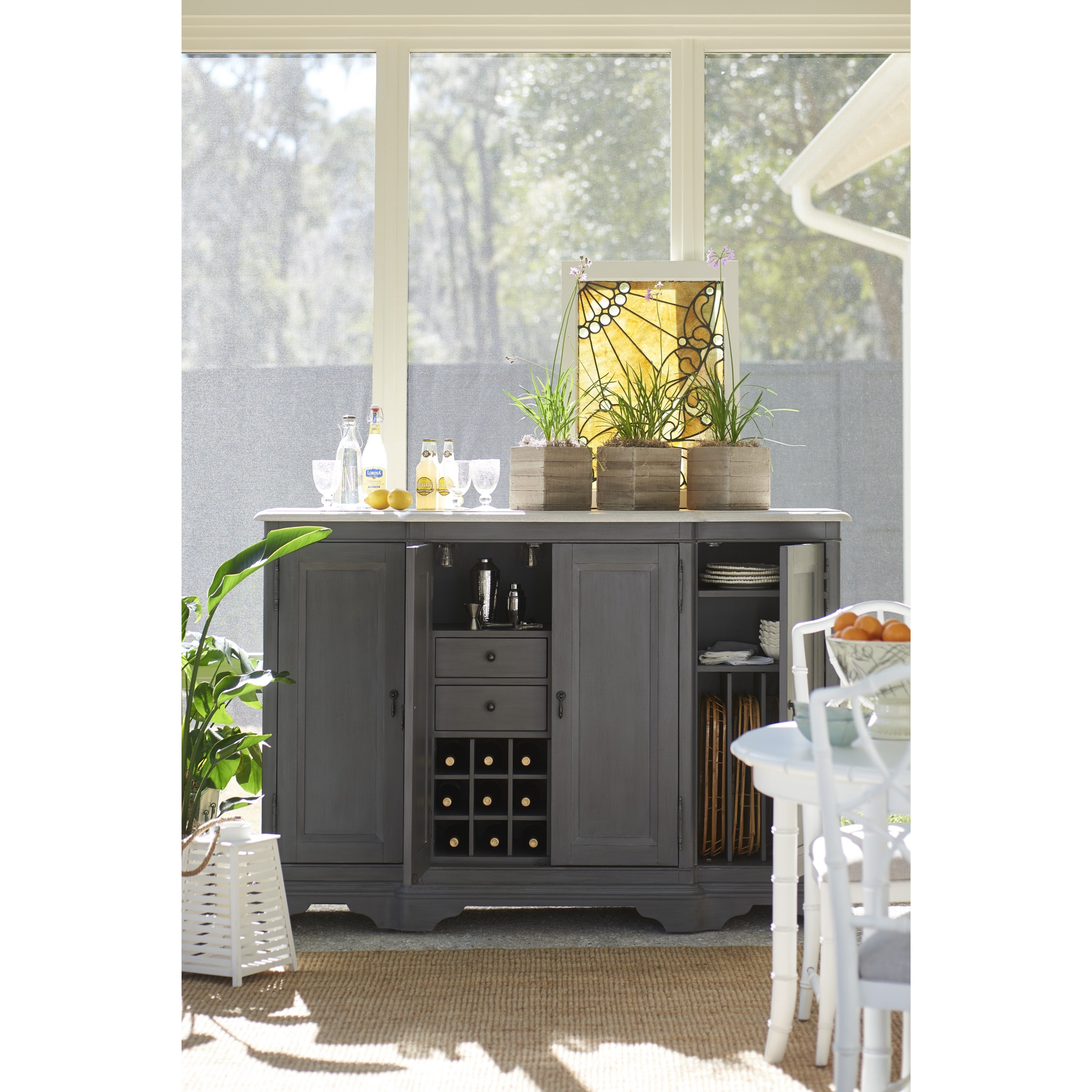 Paula Deen By Universal Cottage 795b690 Credenza With Wine Bottle Storage Corner Furniture Buffets