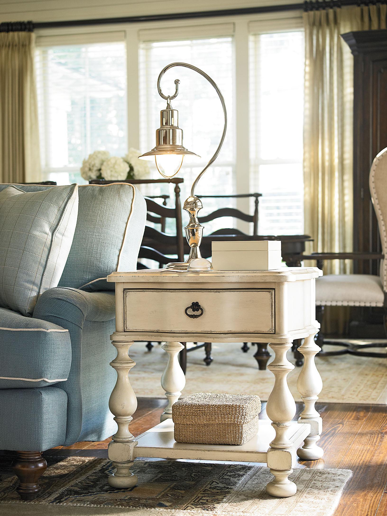 Paula Deen By Universal River House Single Drawer End Table With Turned Legs Howell Furniture End Tables