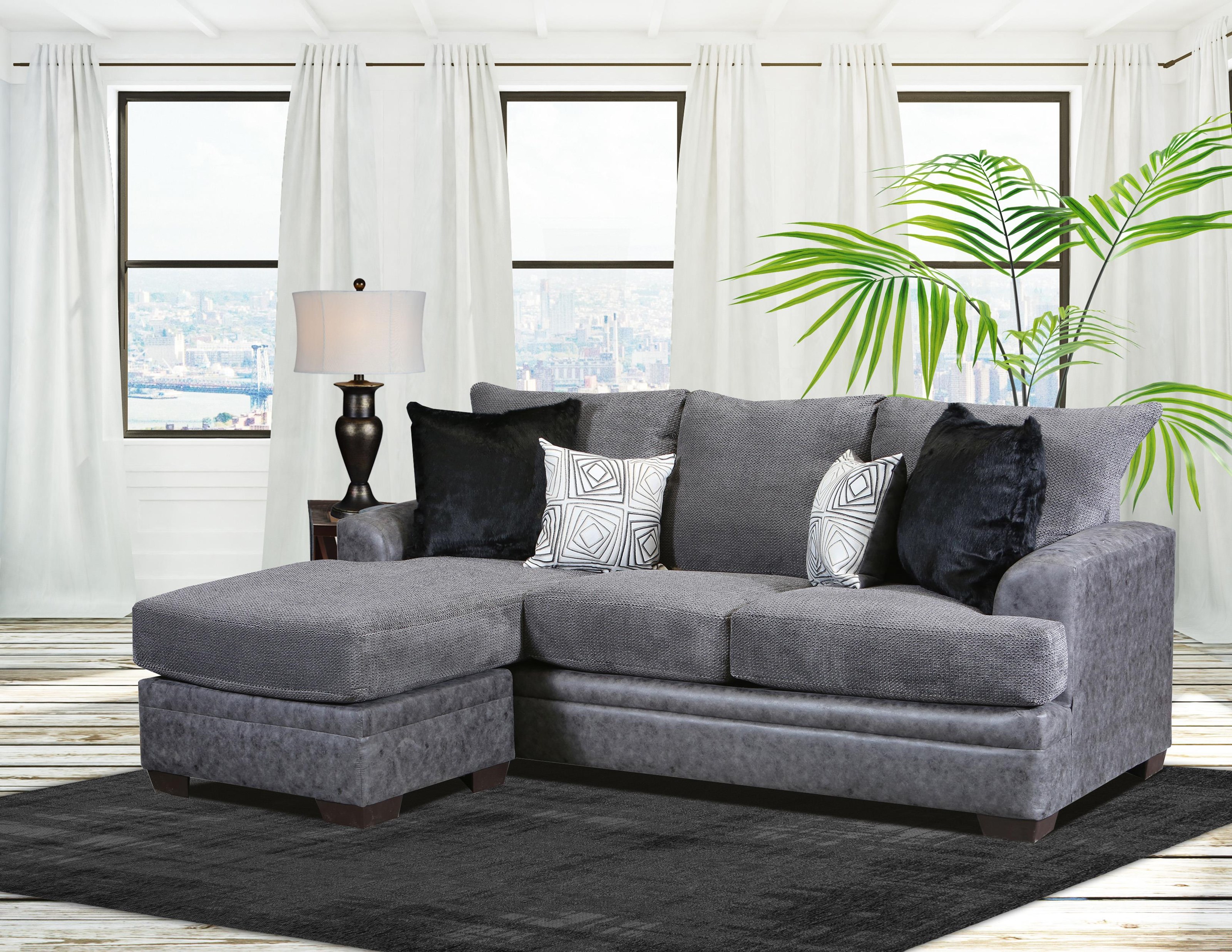 Peak Living 3657 3657 Graphite Sofa Chaise Furniture Fair