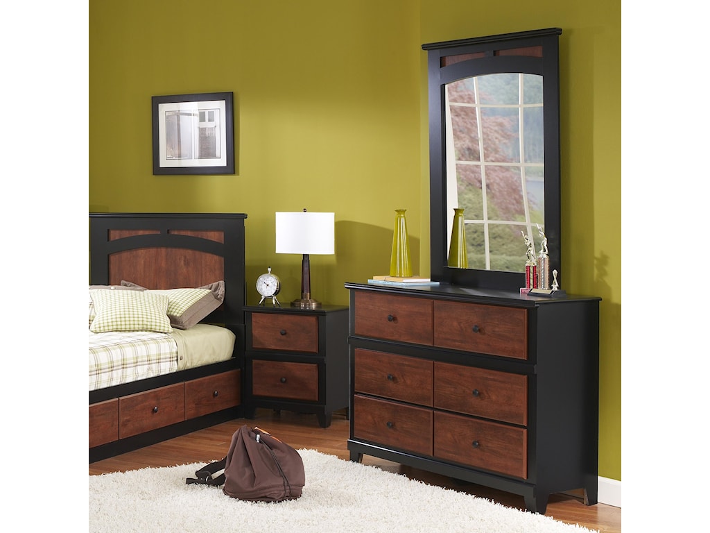 Perdue 49000 Series Cinnamon Black 6 Drawer Dresser Vertical