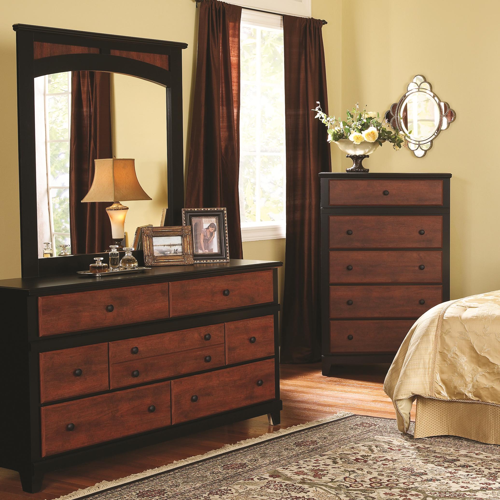Perdue 49000 Series Two Tone Black Cinnamon 7 Drawer Dresser
