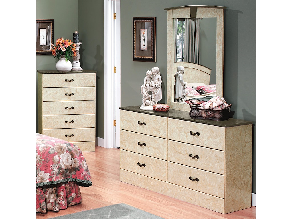 Perdue Sicilian Marble Traditional Faux Marble 6 Drawer Dresser