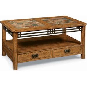 Peters Revington American Craftsman Oak Condo Cocktail Table With Slate Tile Top Westrich Furniture Appliances Cocktail Coffee Tables