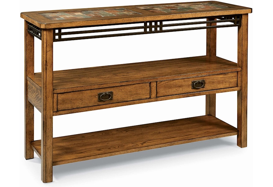 Peters Revington American Craftsman Oak Sofa Table With Slate Tile