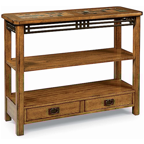 Peters Revington American Craftsman Oak Condo Console With Slate Peters Revington American Craftsman Oak Condo Console With Slate Tile Top