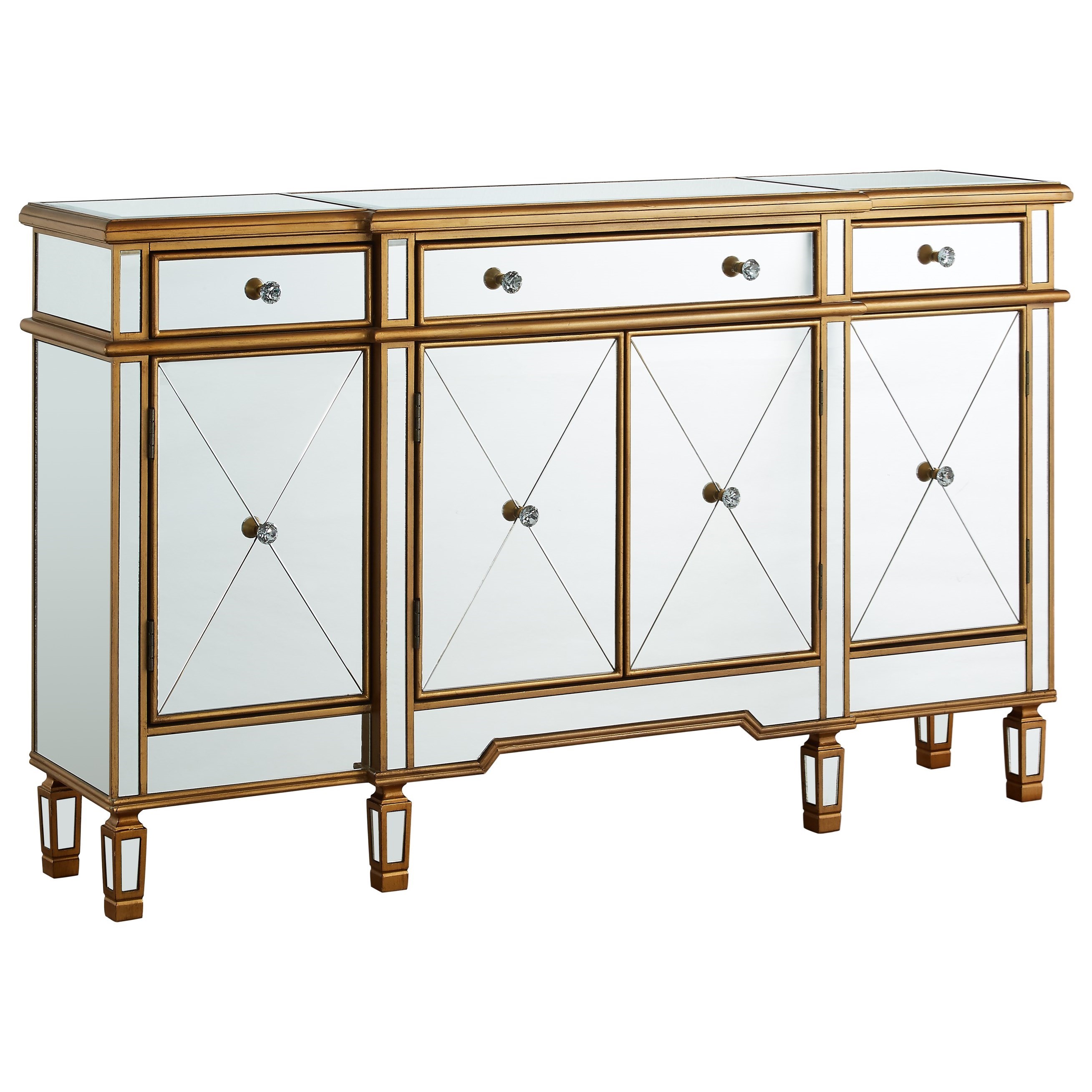 Powell Accent Furniture Gold And Mirrored Console 3 Drawers 4