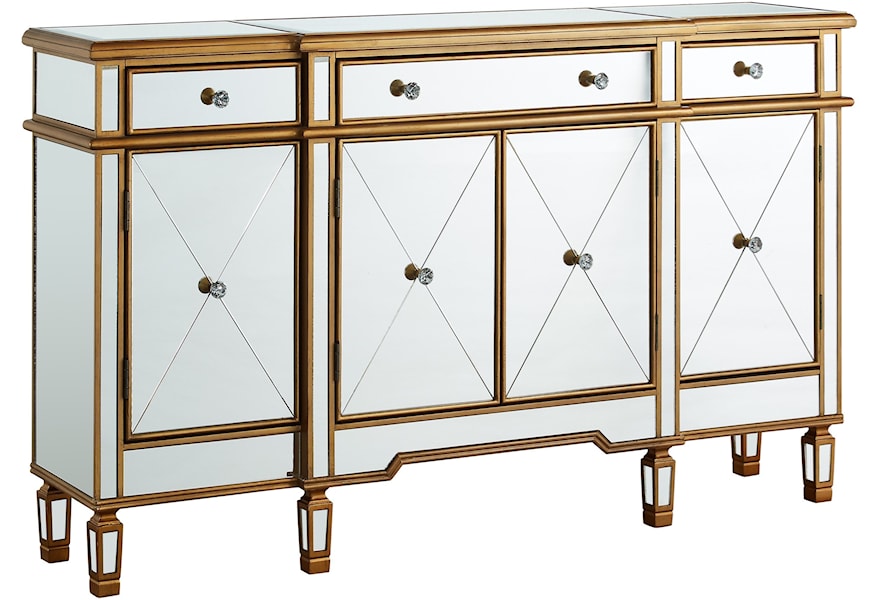 Powell Accent Furniture Gold And Mirrored Console 3 Drawers 4