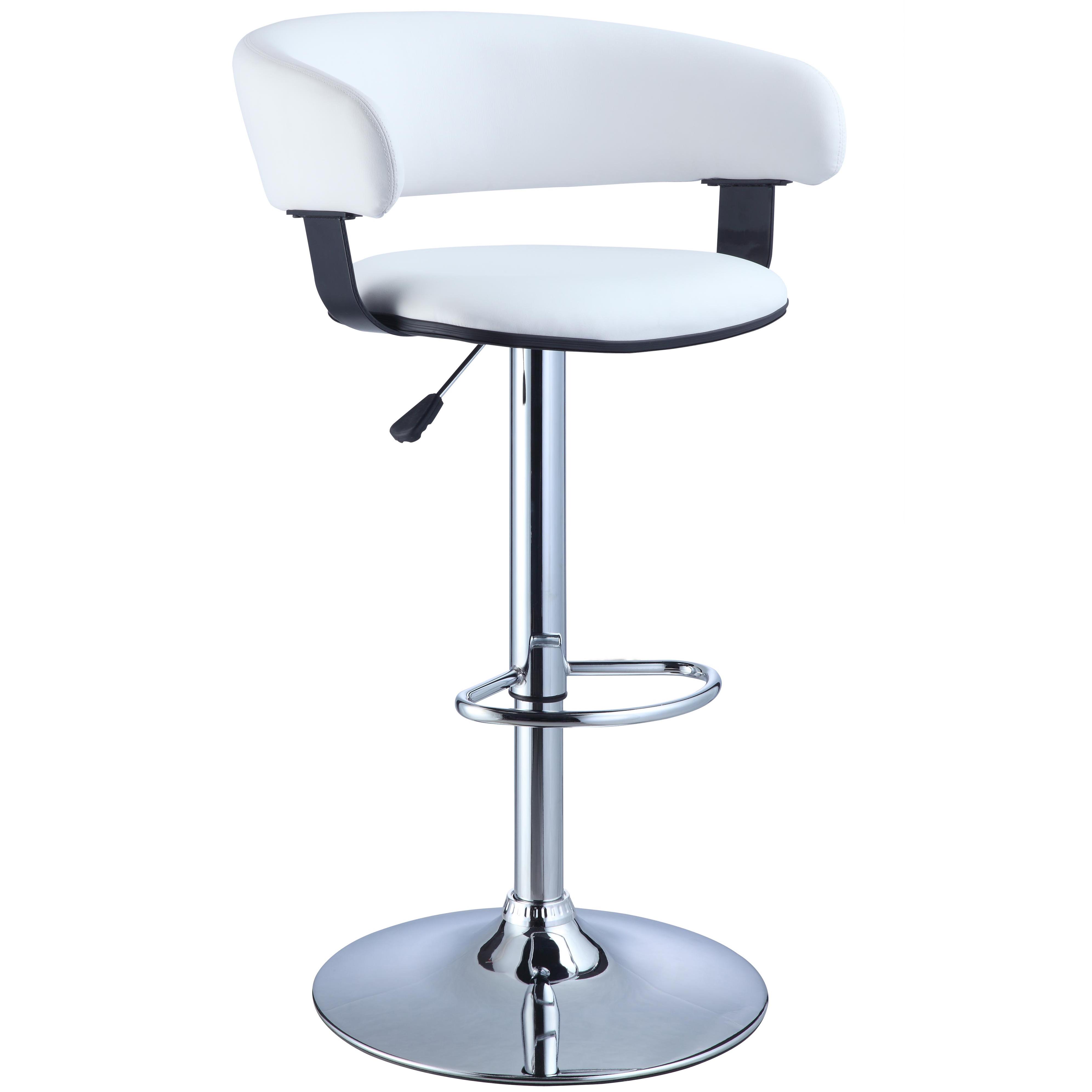Powell Misc Bars Game Room White Faux Leather Barrel Chrome Adjustable Height Bar Stool Wayside Furniture Bar Stools