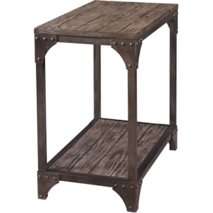 Powell Benjamin Industrial Chairside Table With One Shelf A1 Furniture Mattress End Tables