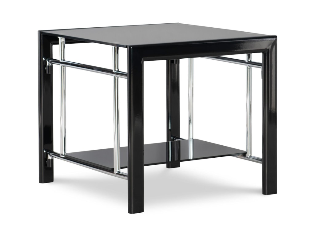 Powell Black Contemporary End Table With Bottom Gl Powell Black Contemporary End Table With Bottom Gl