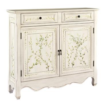 Powell Consoles White Hand Painted 2 Door Console With Curved