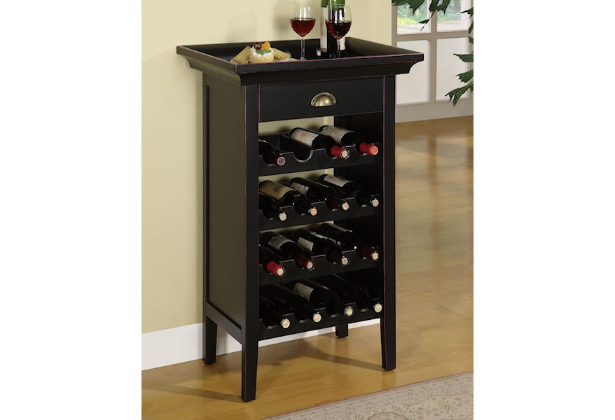 Powell Contemporary Black Stylish Wooden Wine Cabinet Pedigo