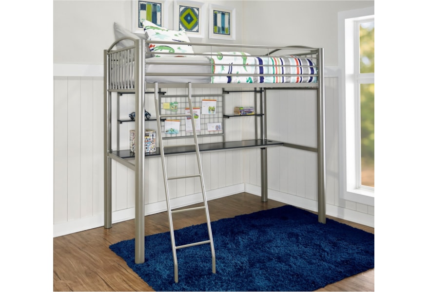 Powell Gavin Contemporary Twin Loft Bed With Built In Desk And Usb