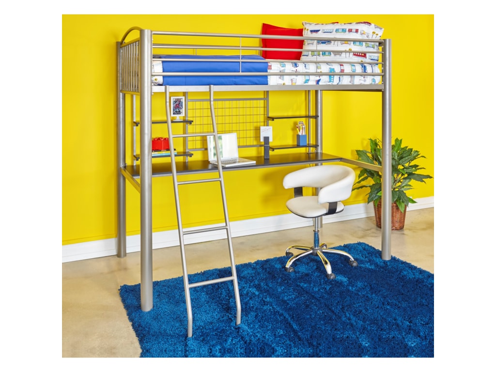 Powell Gavin Contemporary Twin Loft Bed With Built In Desk And Usb