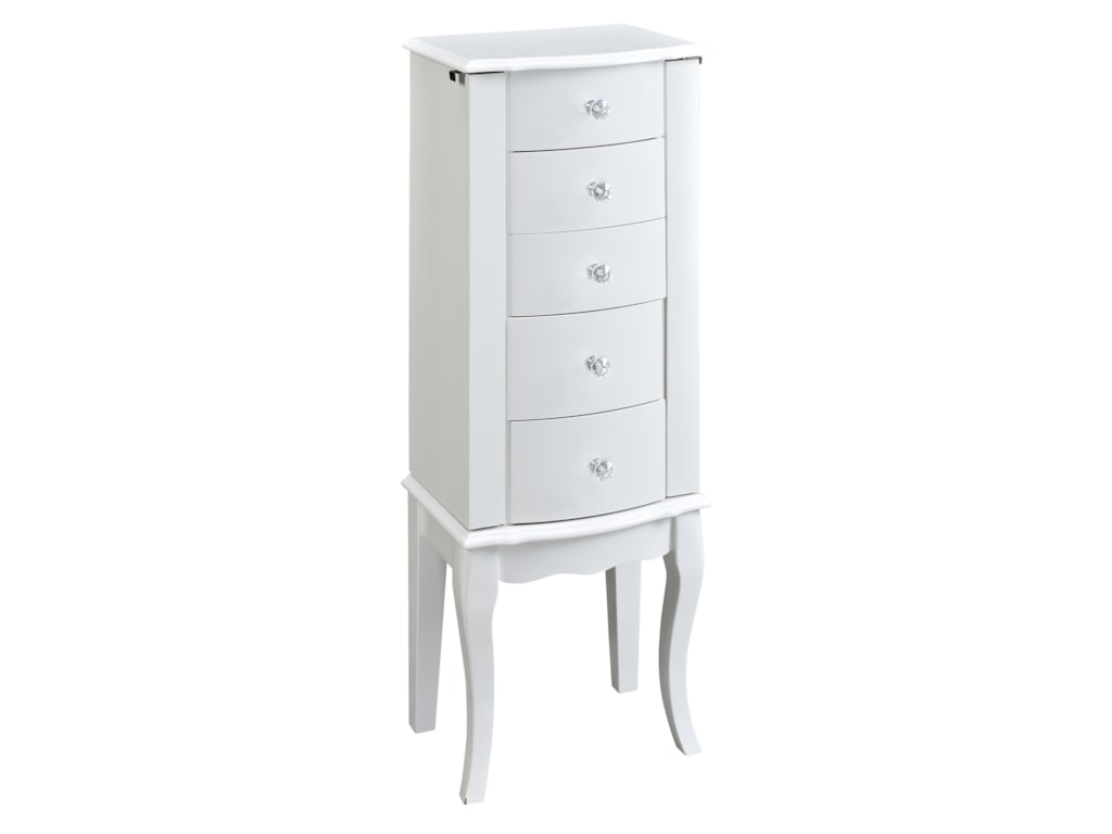 Powell Jewelry Armoire 5 Drawer White Olinde S Powell Jewelry Armoire 5 Drawer White