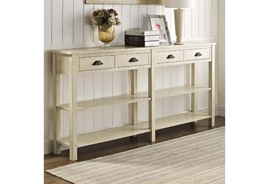 Powell Accents Cream Console W Four Drawers Pedigo Furniture