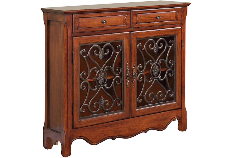 Powell Accents 2 Door Light Cherry Console Cabinet With 2 Drawers