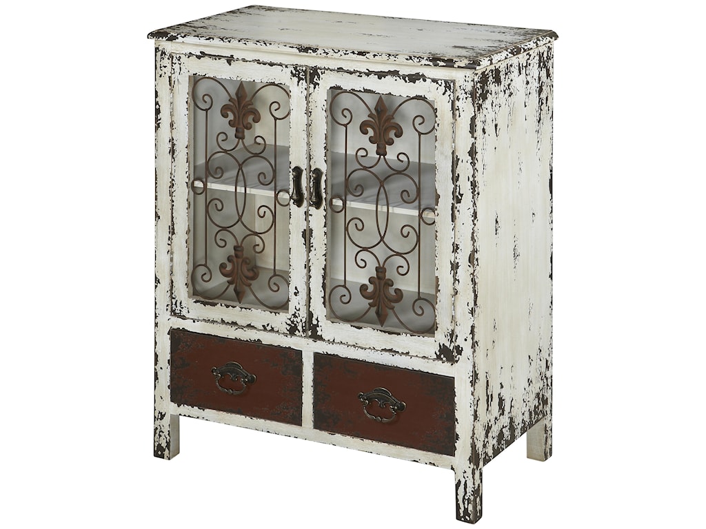 Powell Parcel 2 Door Distressed White Console Cabinet With 2
