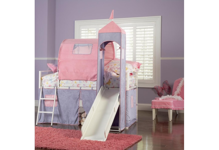 Powell Princess Princess Castle Twin Bunk Bed With Tent And Slide