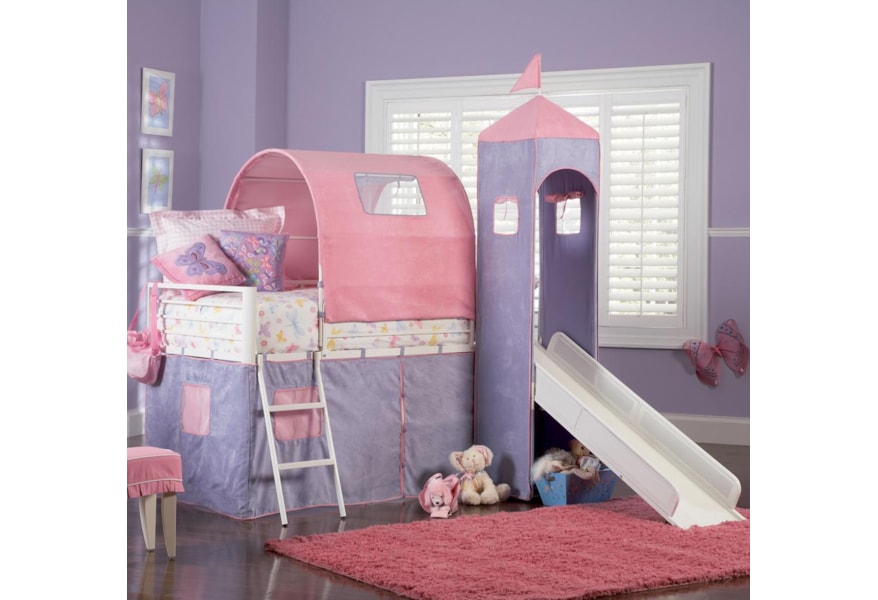 Powell Princess Princess Castle Twin Bunk Bed With Tent And Slide
