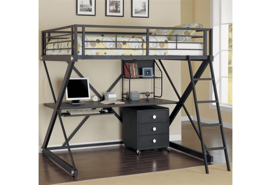 Z Bedroom Full Loft Bed With Study Bunk Belfort Furniture Loft Bed