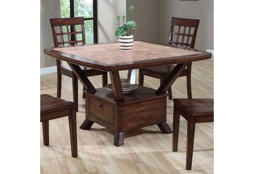 Primo International 8189 Tile Top Table With Storage Base Corner