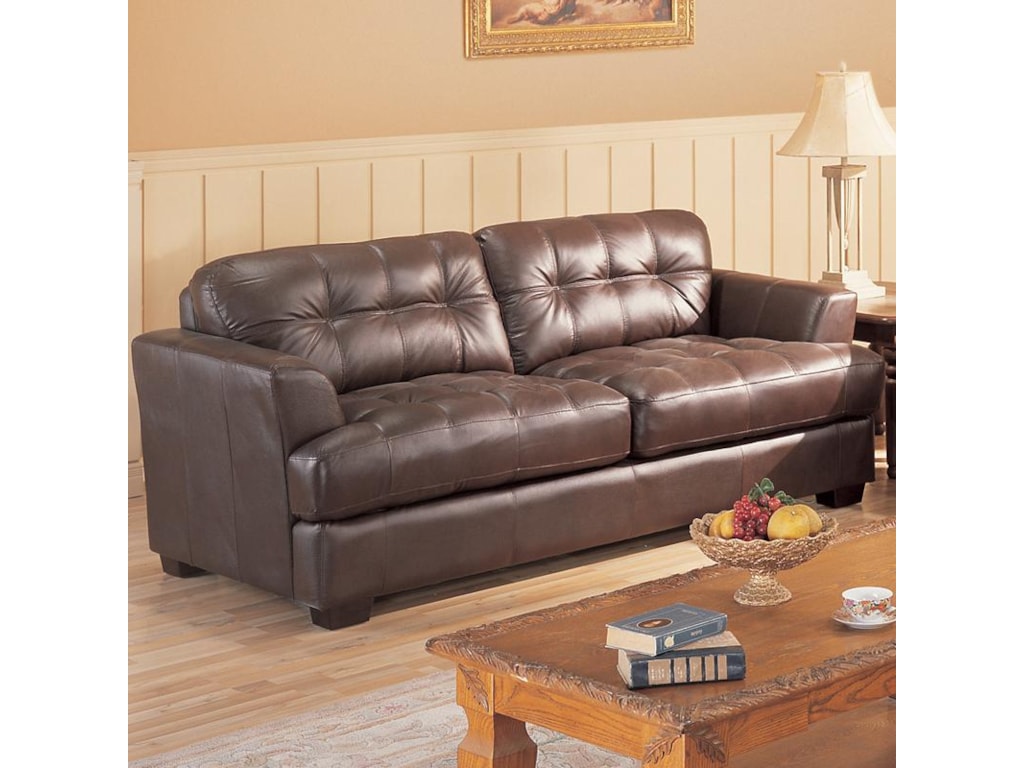 Primo International Millenium Leather Sofa With On Tufted Back Primo International Milleniumleather Sofa