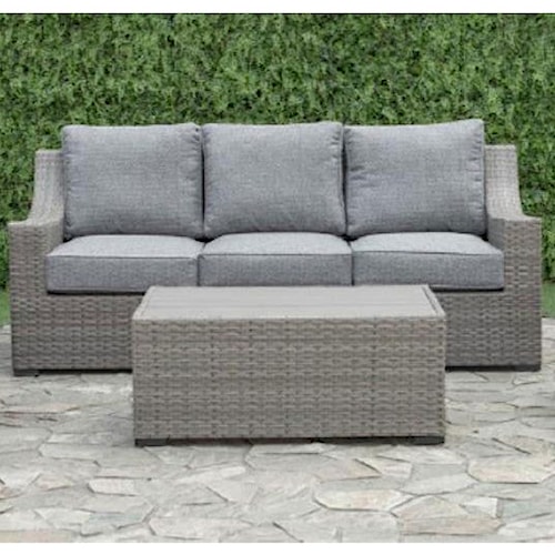 Primo International Newport Aluminum And Wicker Outdoor Sofa Primo International Newport Aluminum And Wicker Outdoor Sofa