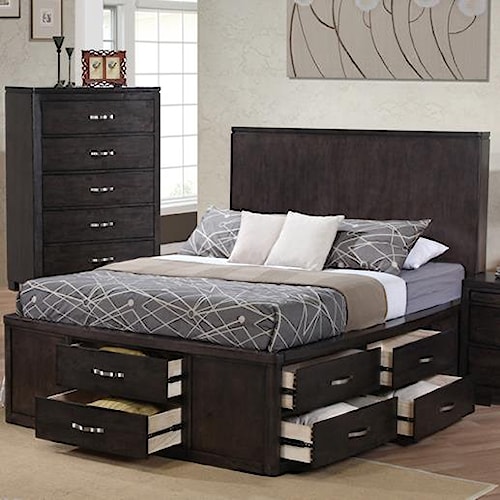 dublin queen panel wood bed w/ storage | walker's furniture