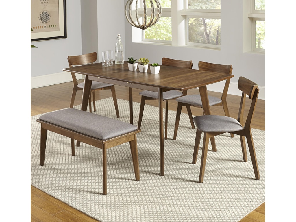 Arcade Mid Century Modern 6 Piece Erfly Table Set With Bench And Self Storing Leaf By Progressive Furniture At Lindy S Company Arcade Mid Century Modern 6 Piece Erfly Table Set With Bench And Self Storing Leaf By Progressive Furniture At Lindy S Company