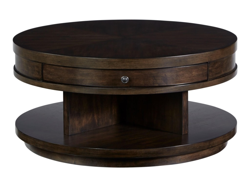 Progressive Furniture Augustine Casual Round Cocktail Table With 1 Drawer Wayside Furniture Cocktail Coffee Tables